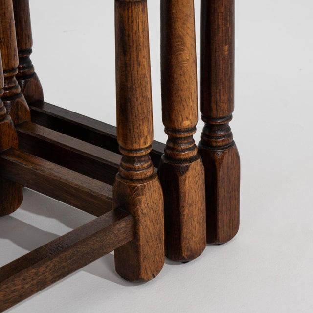 Set of 3 French Oak Nesting Tables, Circa 1970 For Sale - Image 4 of 14