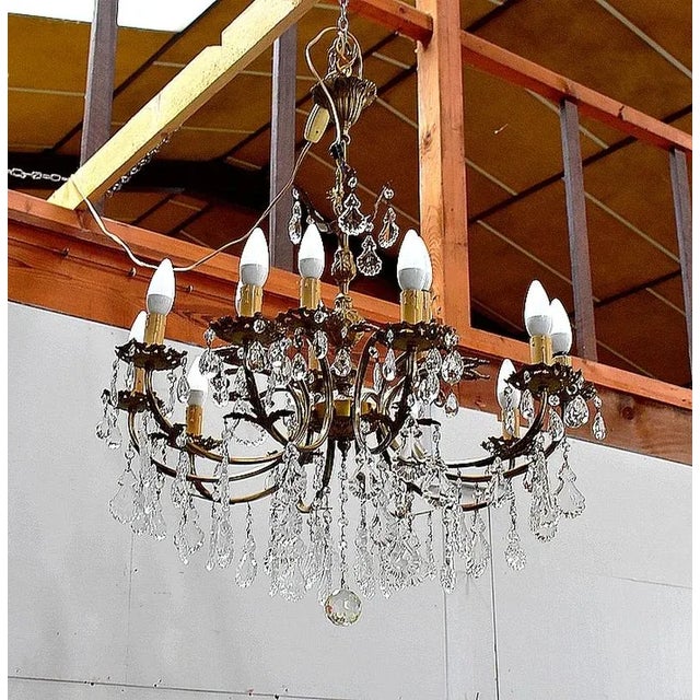Mid-Century Modern Crystal Chandelier, 1950s For Sale - Image 3 of 18