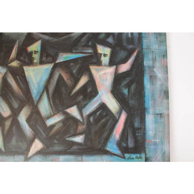 Vintage Cubist-Influenced Original Painting on Canvas - Lisa Bates For Sale - Image 4 of 10