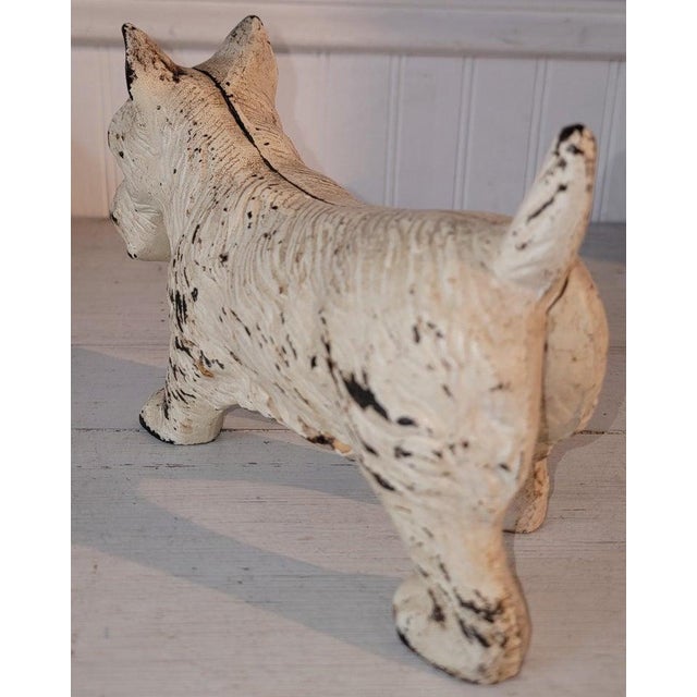 Early 20th Century Iron Original Painted Scottie Dog Door Stop For Sale - Image 4 of 5