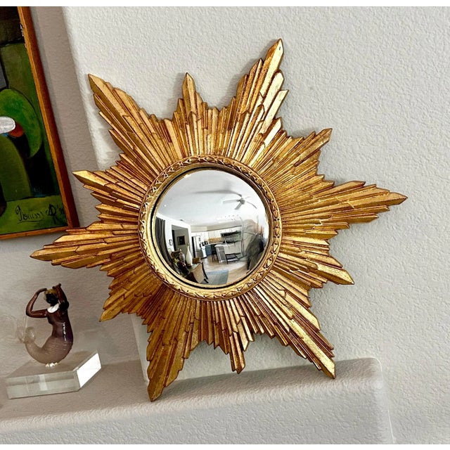 Convex Sunburst Gilt Molded Wall Mirror For Sale - Image 4 of 12