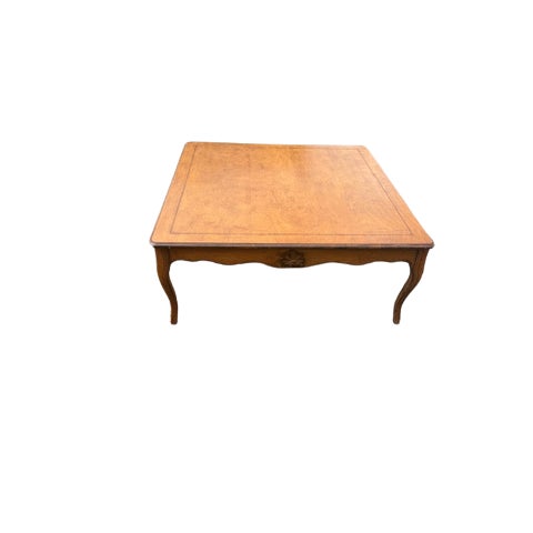1990s Vintage Trouvaille French Provincial Coffee Table | Cabriole Legs | 42” Square For Sale - Image 5 of 5