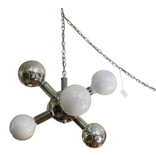 Mid Century Modern Chrome 6 Sphere Sputnik Chandelier For Sale