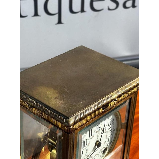 Victorian Brass Four Glass Clock from Seth Thomas For Sale - Image 5 of 8