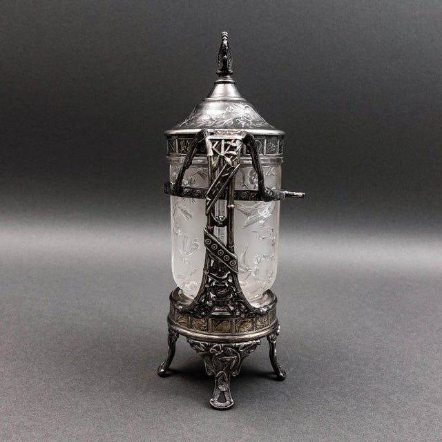 Mid-Century Modern Antique Reed & Barton Silver Plate Glass Pickle Castor #1310 (No Fork) For Sale - Image 3 of 9