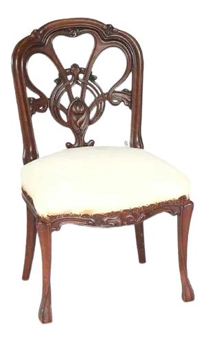 French Art Nouveau Mahogany Upholstered Side Chair