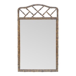 Faux Bamboo Tortoise Finish 29x48" Rectangle Wall Mirror MINT For Sale