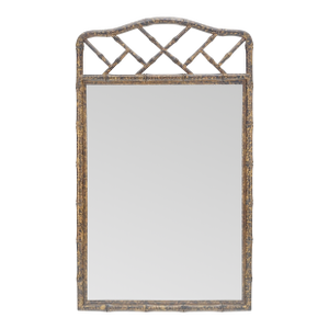 Faux Bamboo Tortoise Finish 29x48" Rectangle Wall Mirror MINT