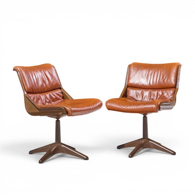 Yrjö Kukkapuro for Haimi Mid Century Side Chairs - Pair Each chair measures: 21 wide x 24 deep x 30.5 inches high, with a...