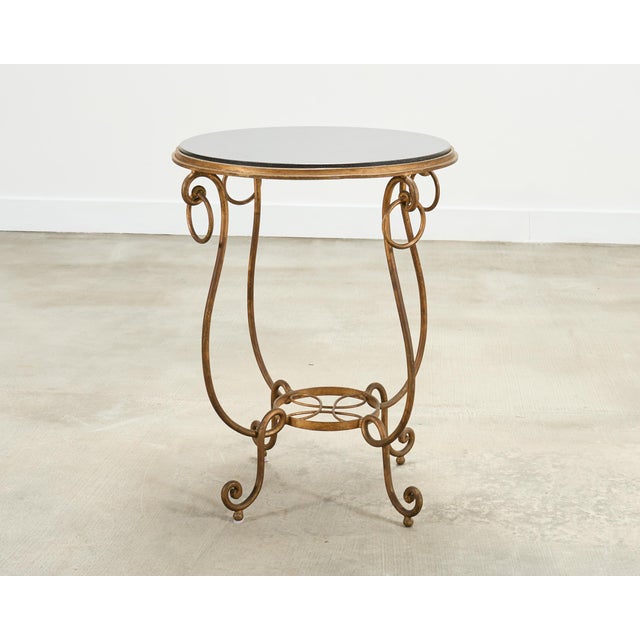 Rene Drouet Style Gilded Iron Granite Top Center Table For Sale - Image 15 of 15