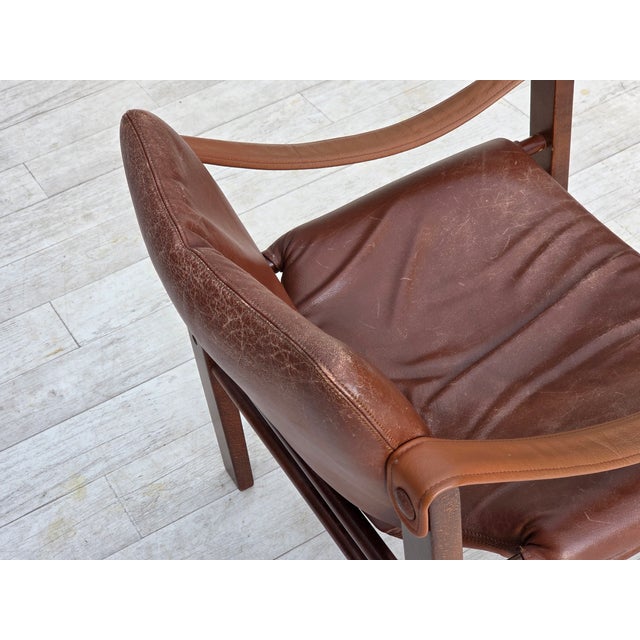 Danish Safari Armchair in Leather from Skipper's Furniture, 1970s For Sale - Image 16 of 17