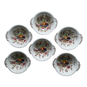 Vintage “Pomona” Windsor Ware Fruit Bowls | Johnson Bros England | c.1940–1950 | Set of 6 Hand-Colored Earthenware