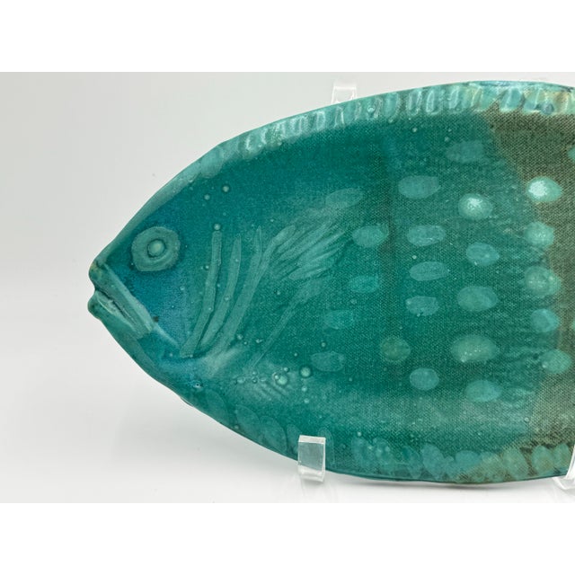Mid-Century Modern Midcentury Modern Pottery Decorative Fish Lucite Stand For Sale - Image 3 of 9