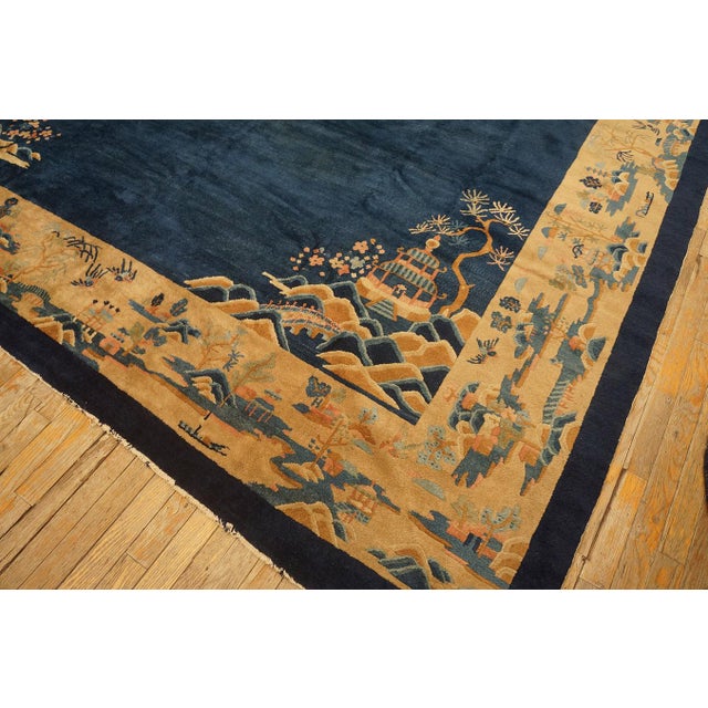 1920s Navy Open Field With Traditional Motif Repertoire of Chinese Peking Rug For Sale In New York - Image 6 of 8