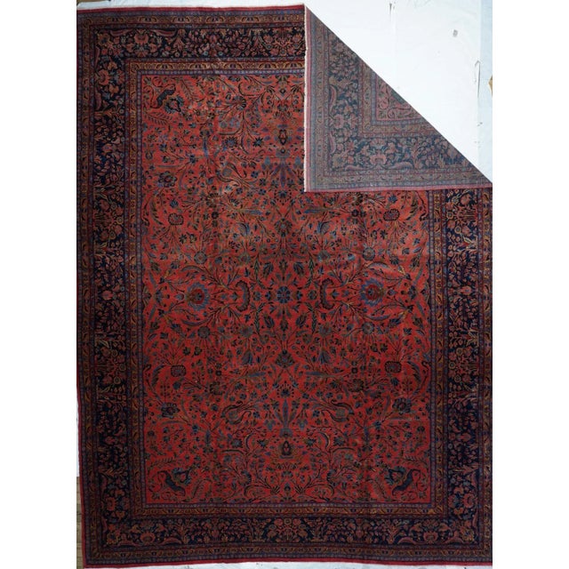 Antique Kashan Rug 11'7'' x 15'3''. Central Persian city known for finely woven. room size and scatter rugs, with dominant...