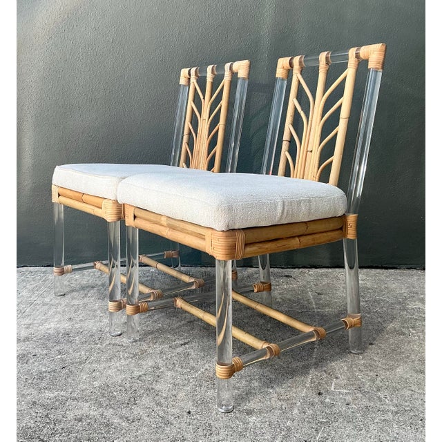 Selamat Rattan and Lucite Side Chairs - Pair For Sale - Image 12 of 12