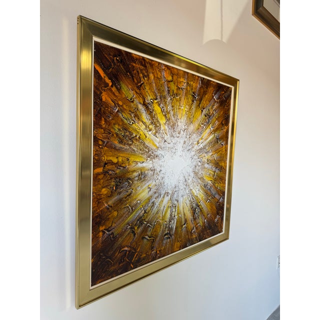 Mid-Century Modern Heavy Impasto Abstract Acrylic Painting on Canvas by Frank Walcutt For Sale - Image 4 of 11