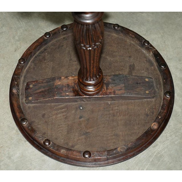 Antique Victorian Hand Carved Chess Table with Ornately Fluted Base For Sale - Image 11 of 12