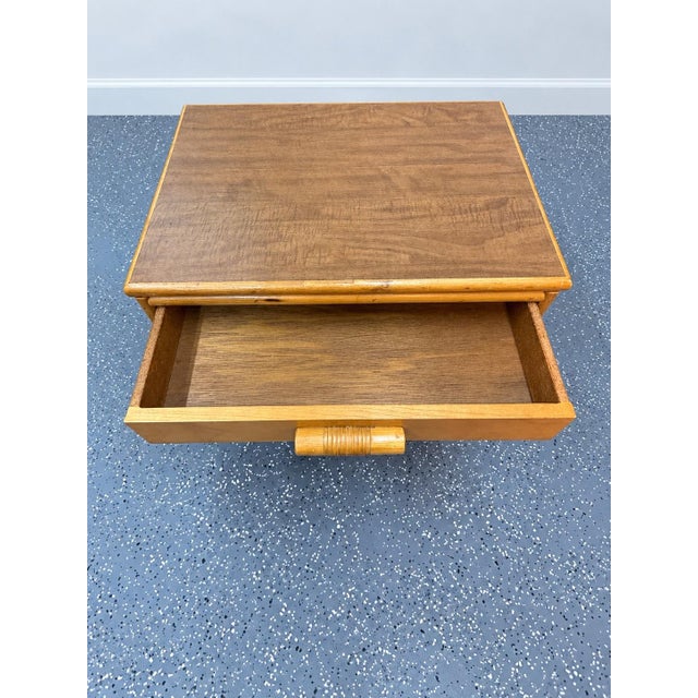 1970s Vintage Coastal Bamboo and Rattan Lattice Nightstand With Drawer For Sale - Image 5 of 10