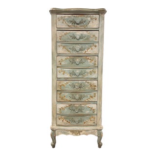 Vintage French Style Hanpainted Lingerie Chest For Sale