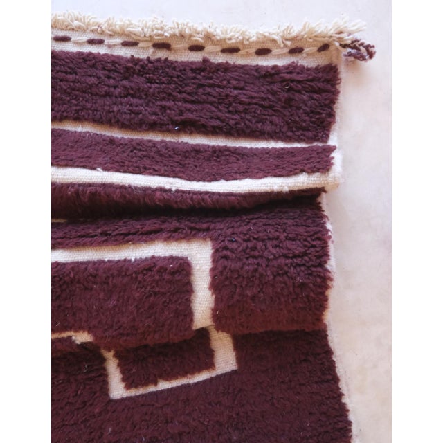 Textile Burgundy Textured Moroccan Wool Rug - 9.3 X 6.8 Ft For Sale - Image 7 of 8