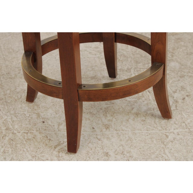 Set of 3 Stickley Cherry Leather Seat Counter Stools For Sale - Image 9 of 16