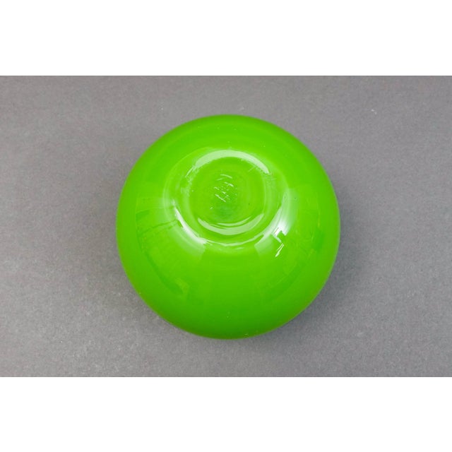 Glass Mid 20th Century Shafaq Malik B.A.G. Czech Borovier & Toso Green Art Glass Pear Candy Jar For Sale - Image 7 of 12