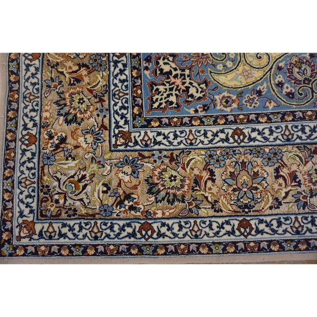 Ivory 1940s Traditional Ivory Medallion Antique Isfahan Silk by Sarraf Mamoury Rug For Sale - Image 8 of 11