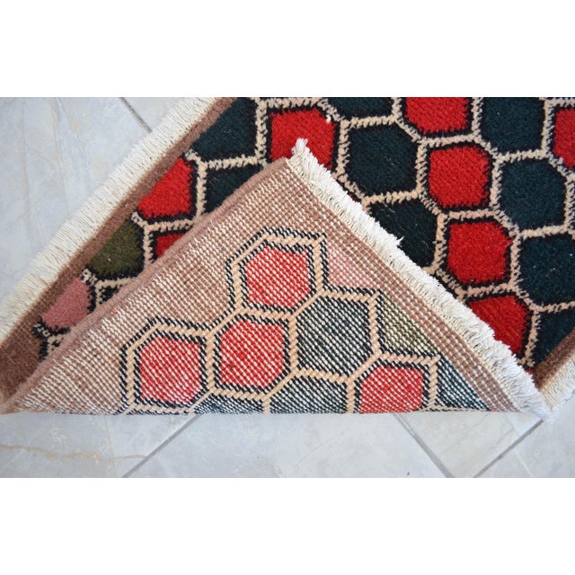 1970s Hand Knotted Small Rug, Entryway Rug, Bath Mat, Kitchen Decor, Turkish Rug, Doormat 1'4" X 2'8" For Sale - Image 10 of 16