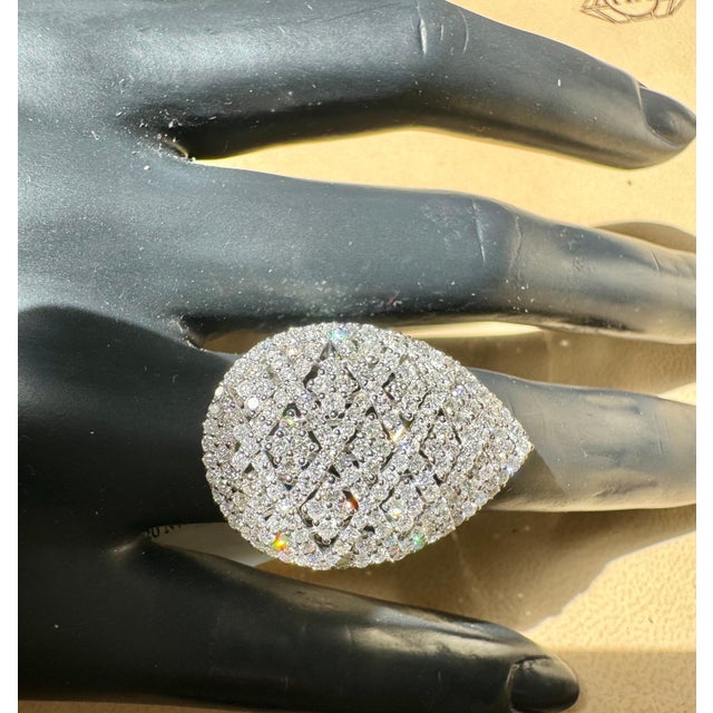 4.29 Ct Natural Brilliant Cut Diamond Cocktail Ring Pear Shape Size 6.75, 18KG For Sale - Image 12 of 18