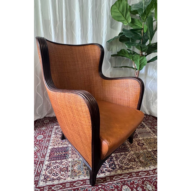 1960s Sculptural Mid-Century Modern Bentwood Lounge Chair With Cane Panels and Leather Seat For Sale In Orlando - Image 6 of 6