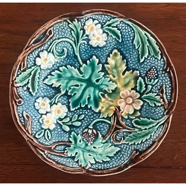 Antique Swedish Majolica Plate by Rörstrand , C. 1880's For Sale - Image 4 of 13