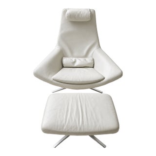 B&b Italia Metropolitan Leather Lounge Chair & Ottoman by Jeffrey Bernett For Sale