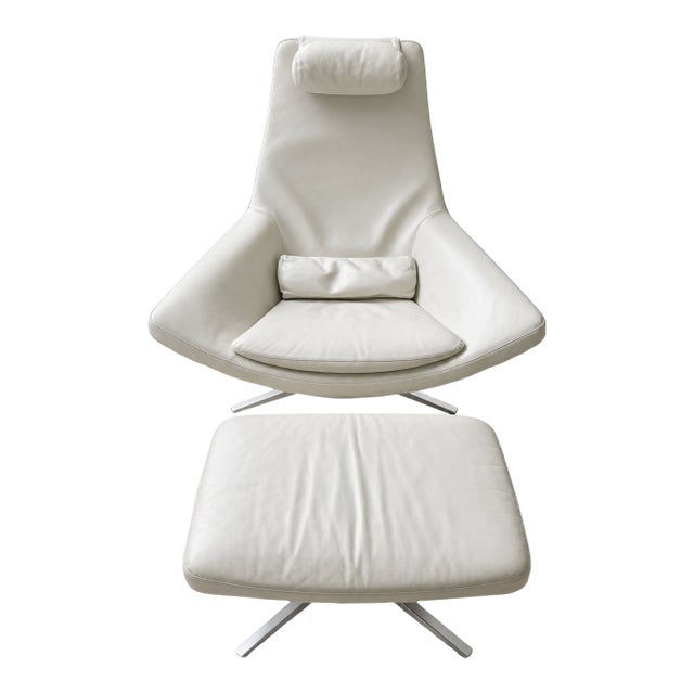 B&b Italia Metropolitan Leather Lounge Chair & Ottoman by Jeffrey Bernett For Sale