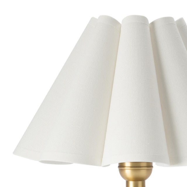 Regina Andrew Giorgio Crystal Mini Lamp, Natural Brass with Linen Scalloped Shade For Sale - Image 4 of 7
