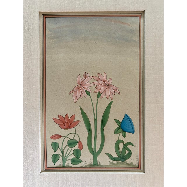Vintage Indian hand painted Mughal flower painting. Hand painted Botanical Framed Engraving. Originally purchase at an art...