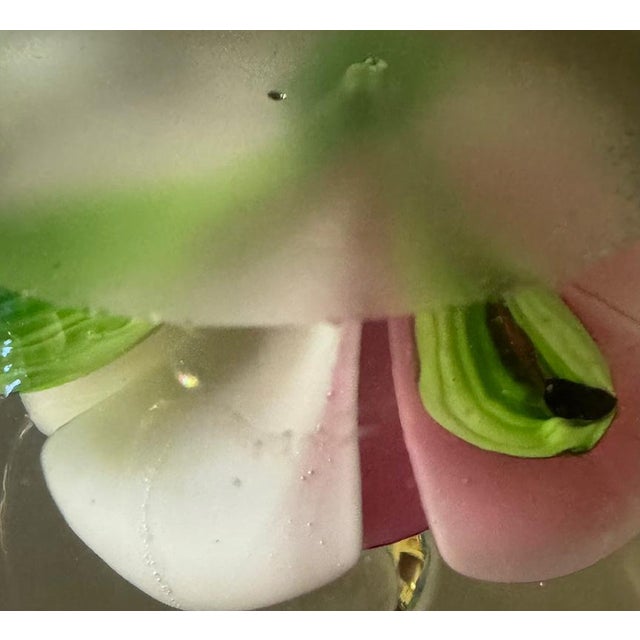 Mid-Century Lampworked Plumeria Flower & Frog Paperweight For Sale - Image 11 of 14