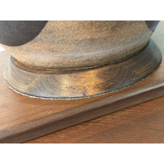 Vintage Mid-Century Large Flame Glaze Studio Pottery Lamp For Sale - Image 9 of 11