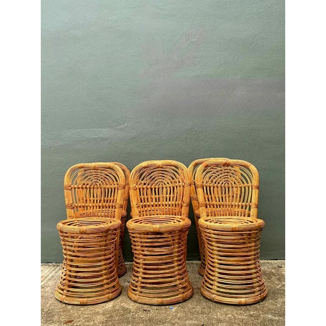 Late 20th Century Vintage Rattan Dining Chairs - Set of 6 For Sale - Image 5 of 12