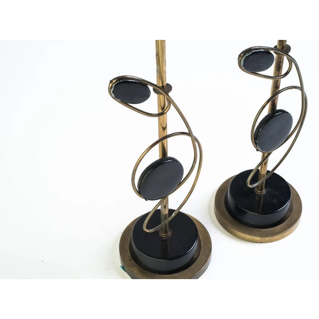 Mid-Century Modern 1950s Atomic Brass or Metal Lamps - a Pair For Sale - Image 3 of 7