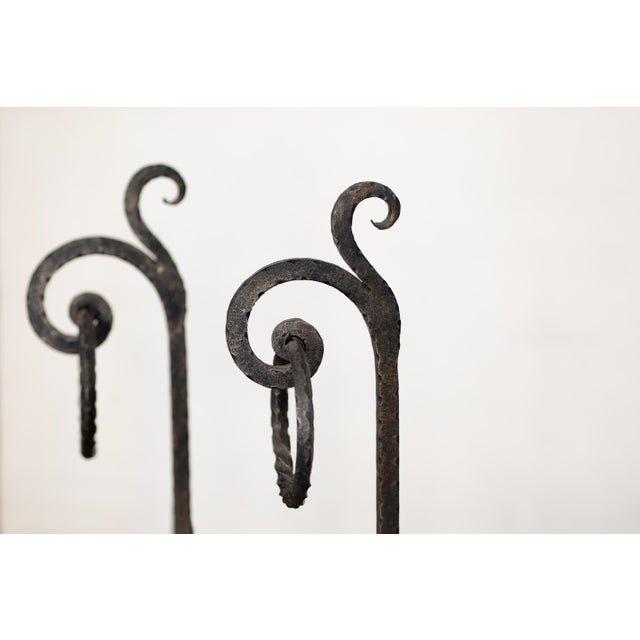 Italian Brutalist Hand-Forged Fireside Andirons, 1970s, Set of 2 For Sale - Image 9 of 14