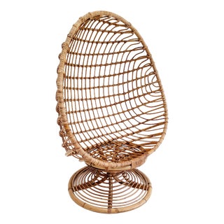Vintage Rattan Egg Chair, 1960s For Sale