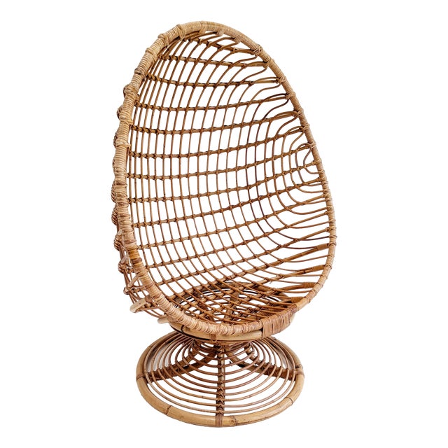 Vintage Rattan Egg Chair, 1960s For Sale