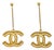 Chanel Classic Gold CC Dangle Piercing Earrings, A Pair For Sale