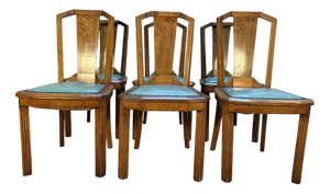 Art Deco Chairs in Green Vinyl, Set of 6