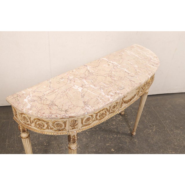 Mid 20th Century Italian Marble Top Slender Console, 4 Ft For Sale In Atlanta - Image 6 of 12
