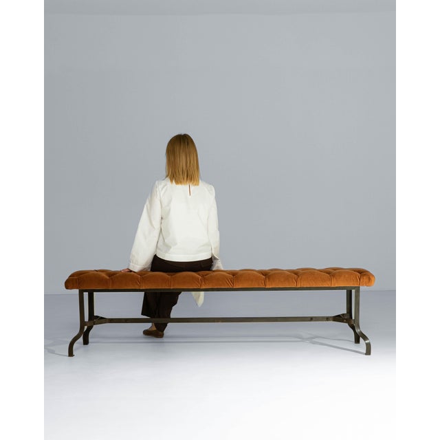 20th Century French Iron Bench With Upholstered Seat For Sale - Image 17 of 18