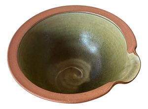 Spouted Terracotta Bowl with Central Swirl Motif by Alistair Hardie, 1970s