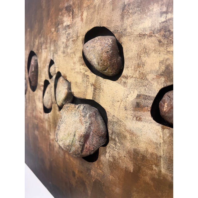 Vintage Organic Painted Wall Sculpture With Emerging Rocks For Sale - Image 10 of 12