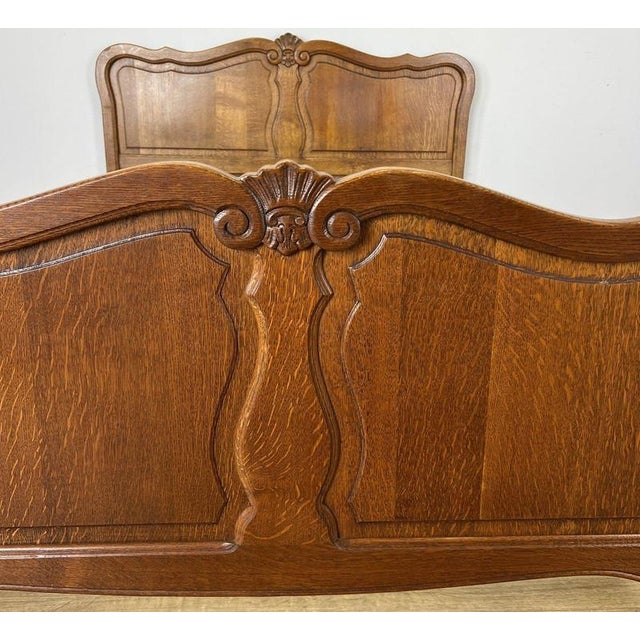 Wood Vintage Louis XVI French Double Bed Frame in Oak For Sale - Image 7 of 13